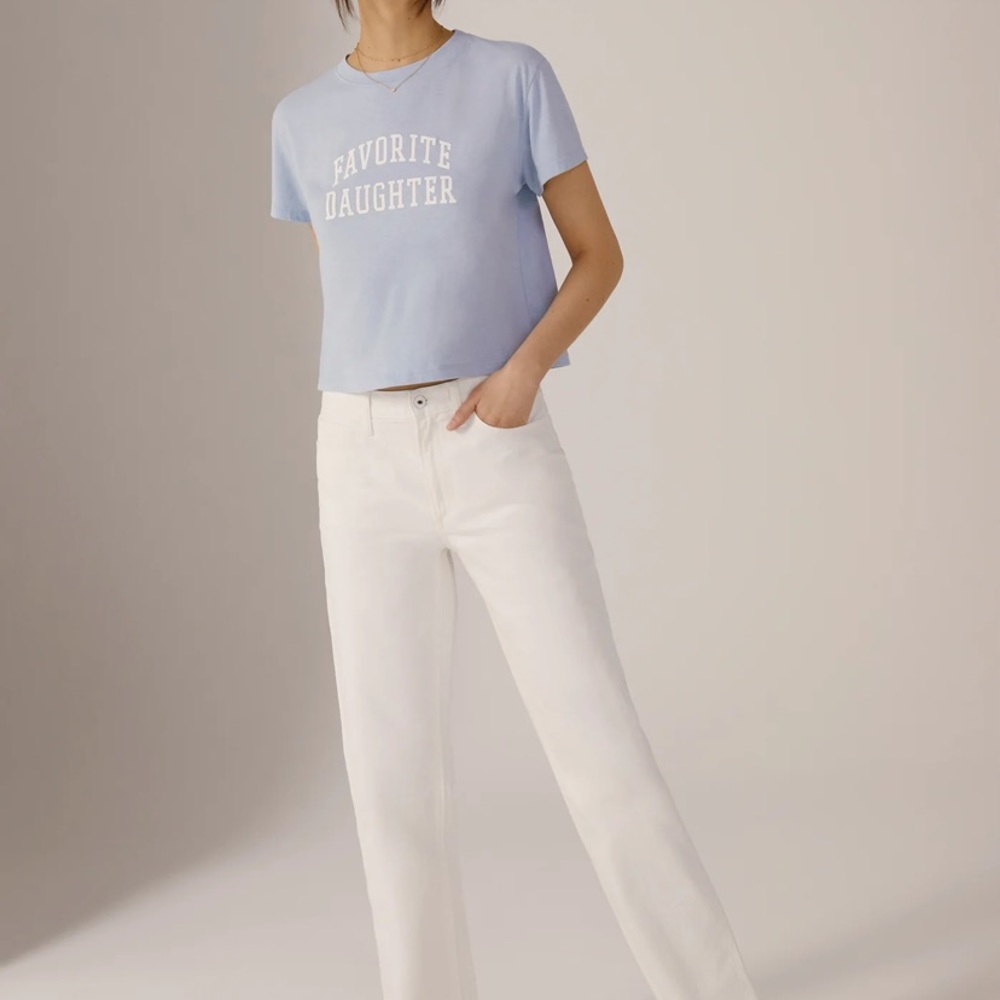 New Anthropologie Favorite Daughter the Tommy mid rise boyfriend white jeans 32